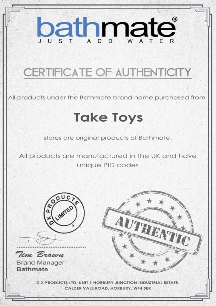 Bathmate certificate