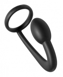Prostatic Play - Explorer Silicone C-Ring & Prostate Plug - Black photo