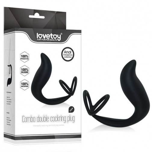 Lovetoy - Combo Double Cockring Plug - Black photo