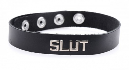 Strict Leather - Slut 字样皮革颈圈 - 黑色 照片