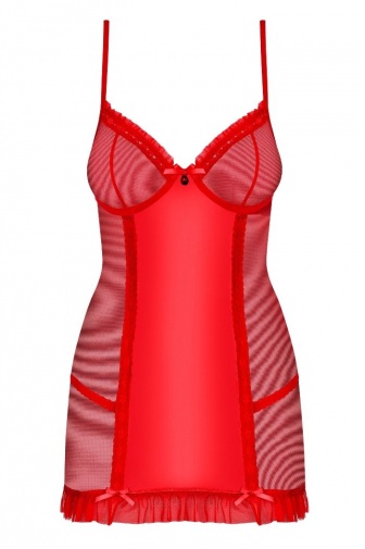Obsessive - 827-CHE-3 Chemise & Thong - Red - S/M photo