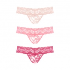 Underneath - Rose 丁字褲套裝 3件裝 - 粉紅色 - 細碼/中碼 照片