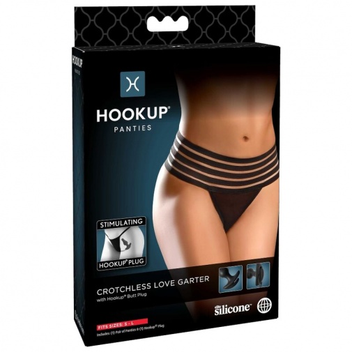 Hook Up - Crothless Panties w Plug - Black photo