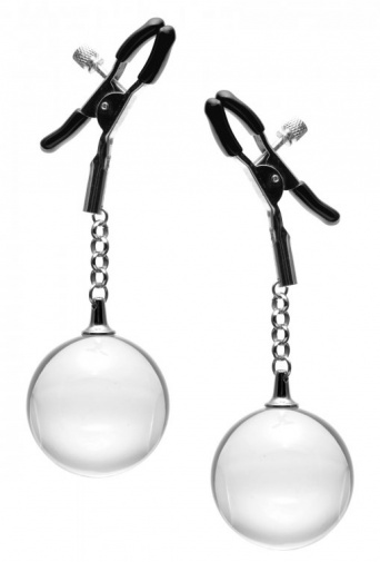 Master Series - Spheres Adjustable Nipple Clamps w Weighted Clear Orbs photo