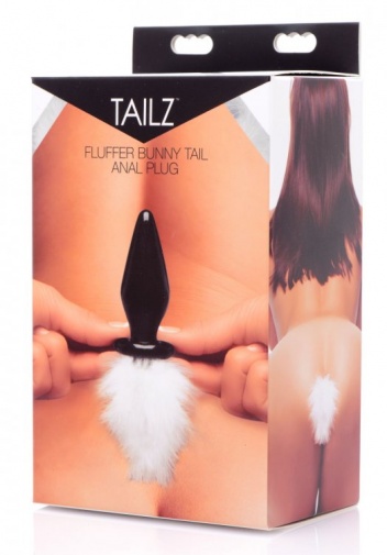 Tailz - Fluffer Bunny Tail Glass Anal Plug - White photo