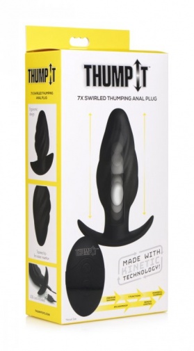 Thump It - Kinetic Thumping 7x Swirled Anal Plug - Black photo