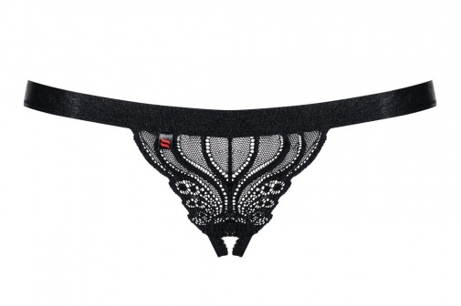 Obsessive - 828-THC-1 Crotchless Thong - Black - S/M photo