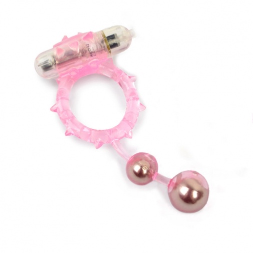 Aphrodisia  Ball Bange陰莖環與2球 - 粉紅色 照片