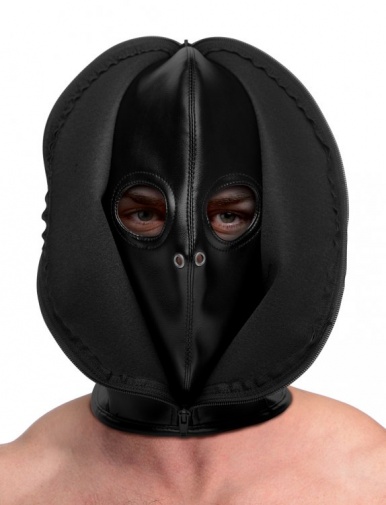 Strict - 前置拉链捆绑面罩 - 黑色 照片