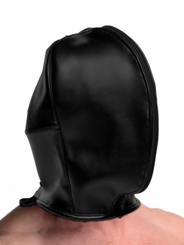 Strict - 前置拉鍊捆綁面罩 - 黑色 照片