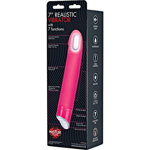 Hustler - Realistic Vibrator With 7 Functions - Pink photo