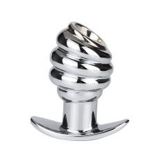 MT - Hollow Ribbed Anal Plug - Silver photo
