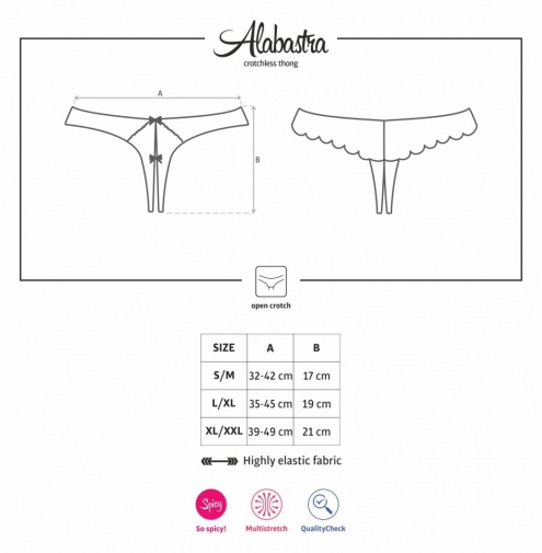 Obsessive - Alabastra Crotchless Thong - White - L/XL photo