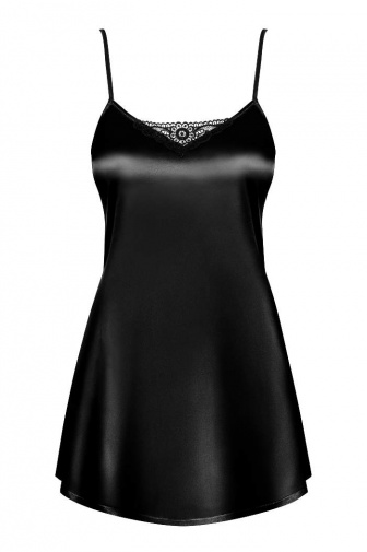 Obsessive - Satinia 連衣裙和丁字褲 - 黑色 - L/XL 照片