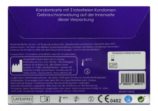 Kamyra Non-Latex Unique C.2 Pull 3's Pack Synthetic Condom photo