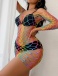 Ohyeah - Long Sleeve Fishnet Dress - Rainbow - M photo-3