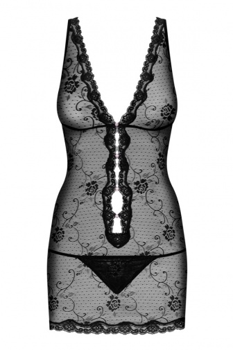 Obsessive - Fiorenta 连衣裙和丁字裤 - 黑色 - L/XL 照片