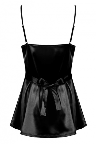 Obsessive - Satinia 連衣裙和丁字褲 -  黑色 - XXL 照片