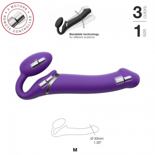 Strap-On-Me - 遥控震动免束带穿戴式仿真阳具 中码 - 紫色 照片