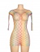 Ohyeah - Long Sleeve Fishnet Dress - Rainbow - M photo-4