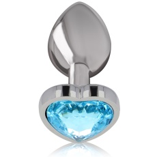 Intense - 金屬心型寶石後庭肛塞 中碼 - 藍色 照片