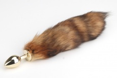 S&M - Middium Gold Butt Plug - Fox Furry Tail photo