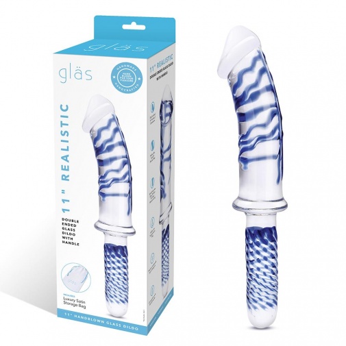 Glas - 11'' Realistic Double Ended Dildo w/Handle 照片