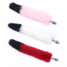 MT - Anal Plug S-size with Artificial wool tail - White/Black photo