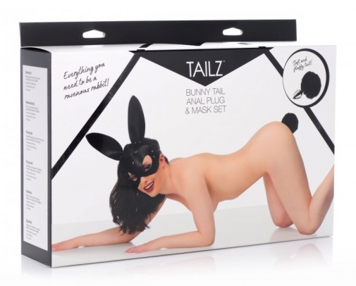Tailz - Bunny Tail Anal Plug & Mask Set - Black photo