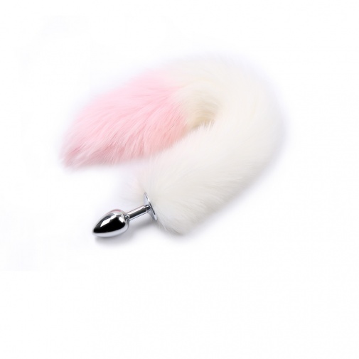 MT - 小型後庭塞與人造羊毛尾巴 - 白色/淺粉色 照片