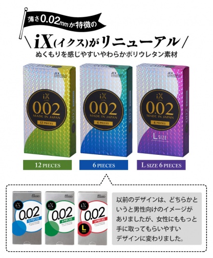 Jex - iX 0.02 L-size 6's Pack PU Condom photo
