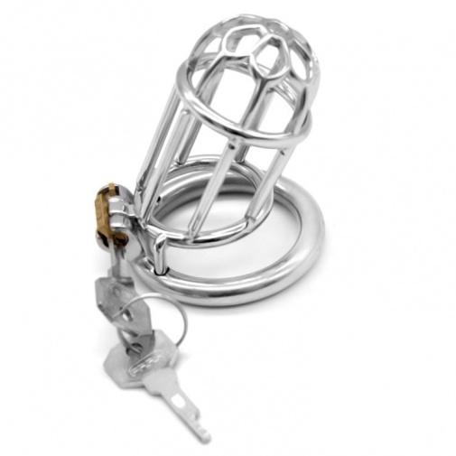 FAAK - Chastity Cage 10 Long w Catheter 45mm - Silver photo