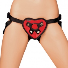 Lux Fetish - Red Heart Strap-on Harness - Red photo