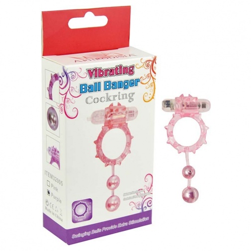 Aphrodisia - Ball Banger Cock Ring Vibe with 2 Balls - Pink photo