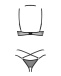 Obsessive - Donarella - 開襠內褲 半罩式胸罩 項圈 三件裝 - 黑色 - 加大/加加大碼  照片-5