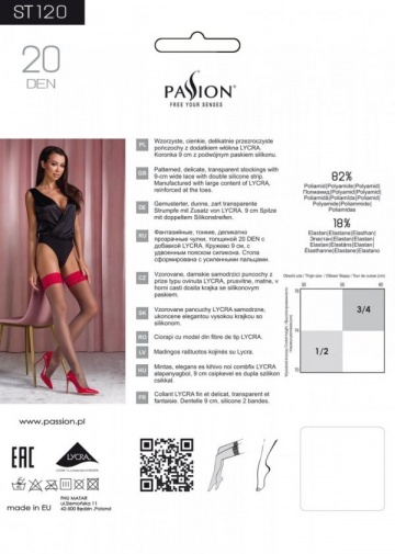 Passion - ST120 Stockings - Silver/Red - 3/4 photo