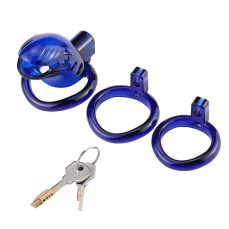 MT - 塑膠貞操鎖連金屬鎖 - 藍色 照片
