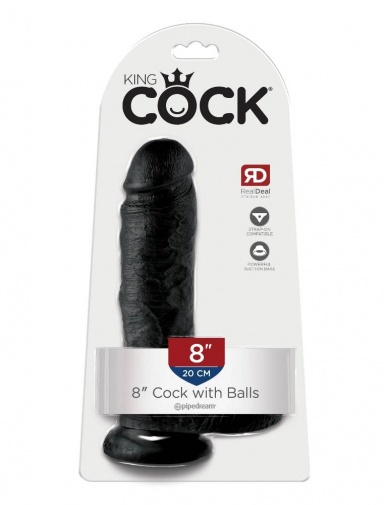 King Cock - 8″ Cock With Balls - Black photo
