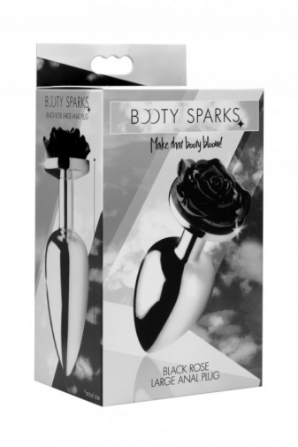 Booty Sparks - Rose Butt Plug L-size - Black photo