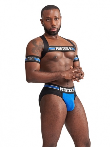 Mister B - Urban Club X-Back Harness - Striped Blue photo