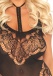 Leg Avenue - Harness Halter Floral Lace Bodystocking - Black photo-5