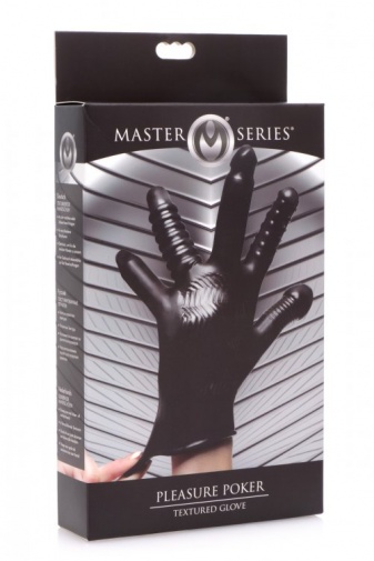 Master Series - 扑克纹理刺激乳胶手套 - 黑色 照片