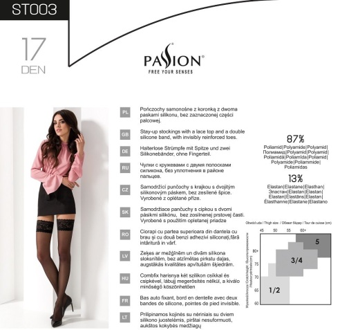 Passion - ST003 Stockings - Black - 1/2 photo