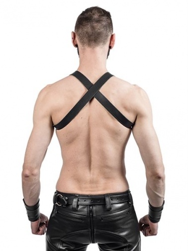 Mister B - 皮革 X 型背带 穿戴式束带- 黑色 - L/XL 照片