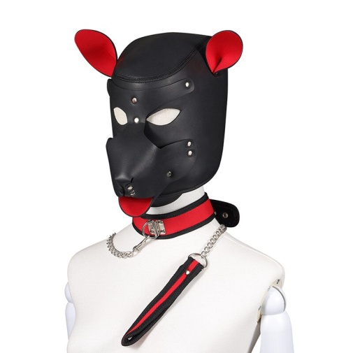 MT - 帶皮帶的面罩 - 紅色/黑色 照片