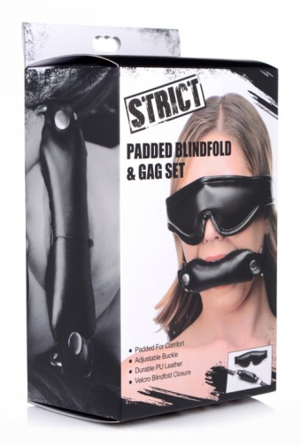 Strict - 軟墊眼罩及口銜套裝 - 黑色 照片