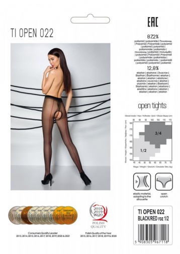 Passion - Tiopen 022 Pantyhose - Black/Red - 3/4 photo