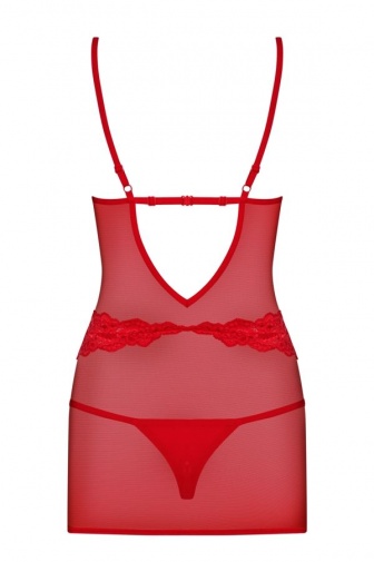 Obsessive - 829-CHE-3 Chemise & Thong - Red - S/M photo