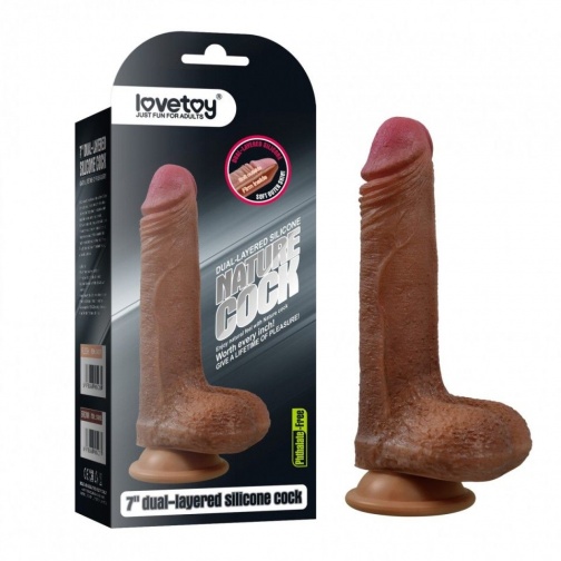 Lovetoy - 7" Dual Layered Nature Cock - Brown photo