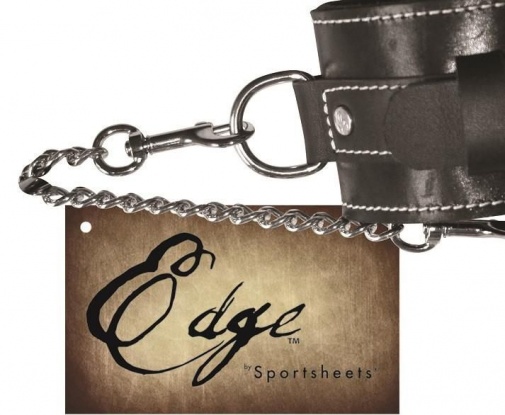 Sportsheets - Edge 皮革腳踝限制帶 - 黑色 照片